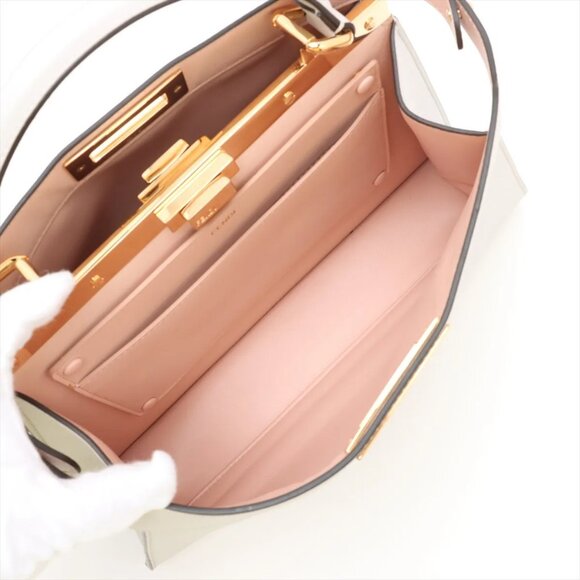 Fendi Peek-a-boo ICU Co., Ltd. Medium Leather 2 Way Handbag Gray 8BN321 - Picture 9 of 13